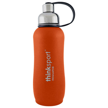 Think, Thinksport, Insulated Sports Bottle, Orange, 25 oz (750ml)