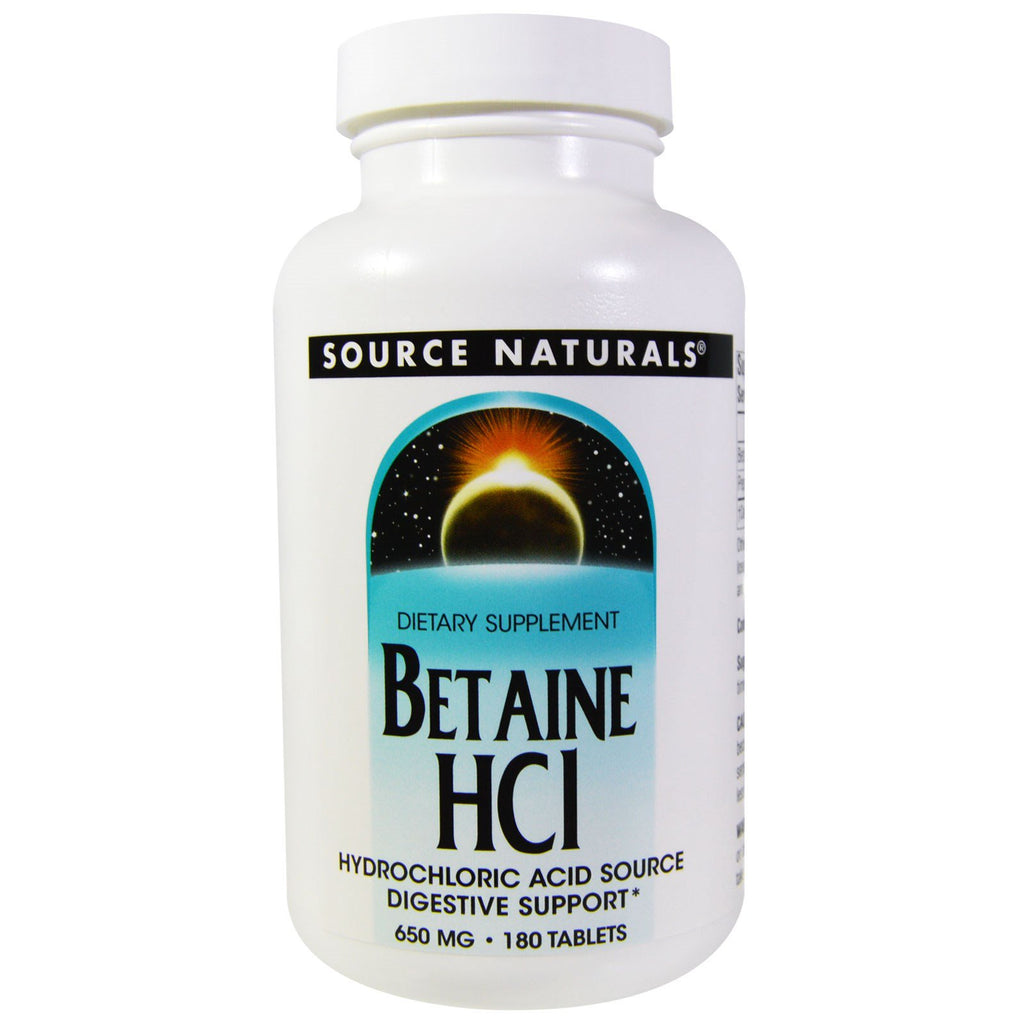 Source Naturals, Betaina HCL, 650 mg, 180 tabletek