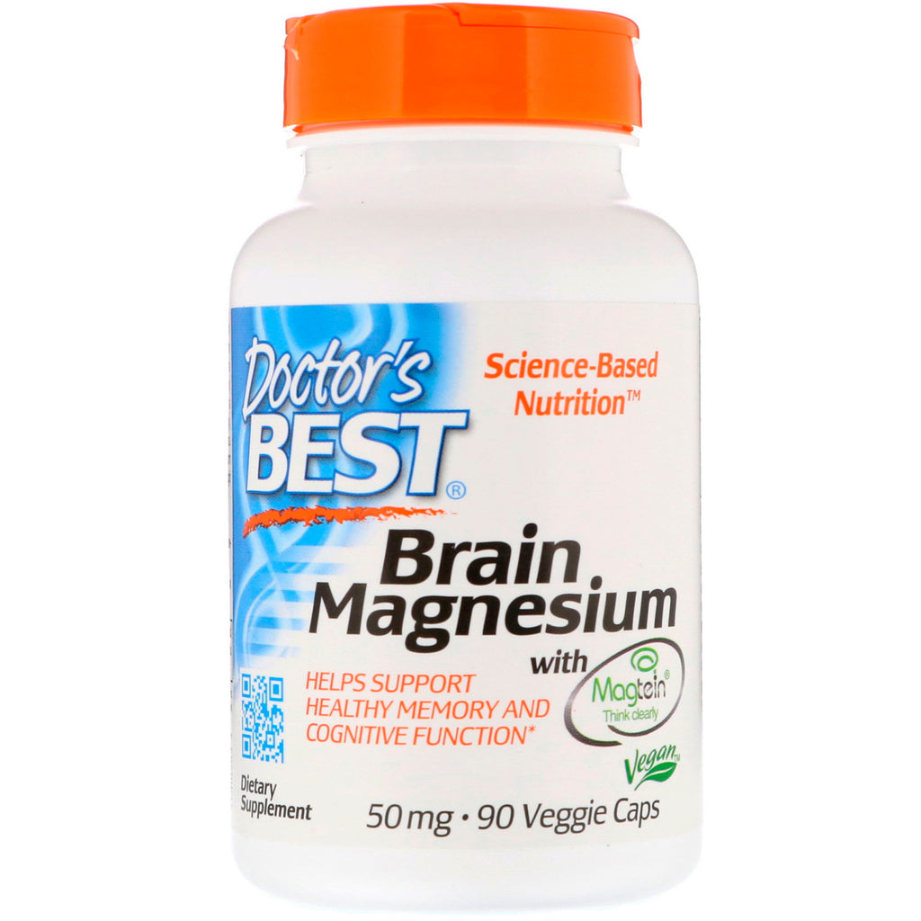 Doctor's Best, Magnésio Cerebral com Magteína, 50 mg, 90 Cápsulas Vegetais