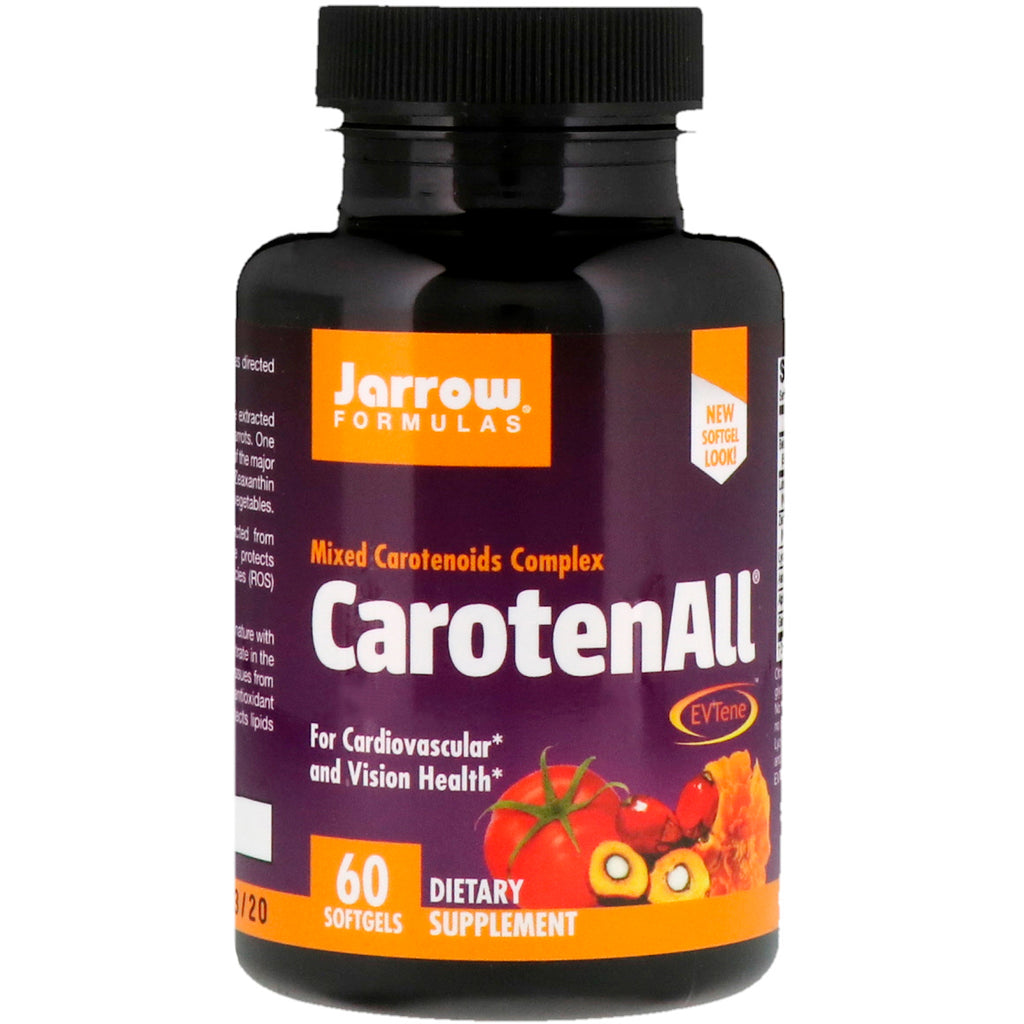 Fórmulas Jarrow, carotenall, complexo misto de carotenóides, 60 cápsulas moles