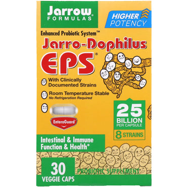 Jarrow Formulas, Jarro-Dophilus EPS, sistema probiótico mejorado, 25 mil millones, 30 cápsulas vegetales