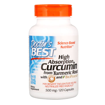 Doctor's Best, Curcumina, Alta Absorción, 500 mg, 120 Cápsulas