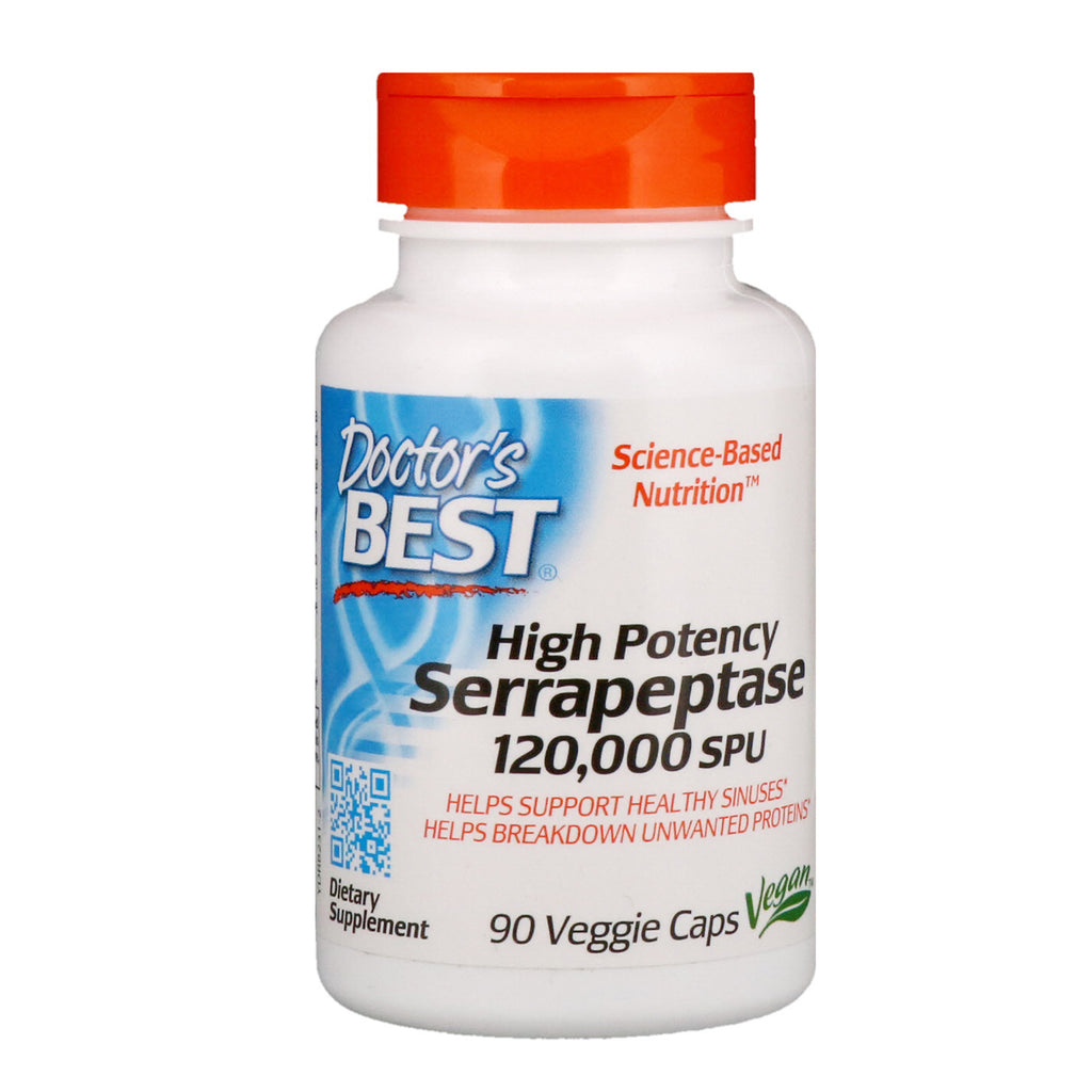 Serrapeptase ศักยภาพสูงที่ดีที่สุดของ Doctor, 120,000 SPU, 90 แคปผัก