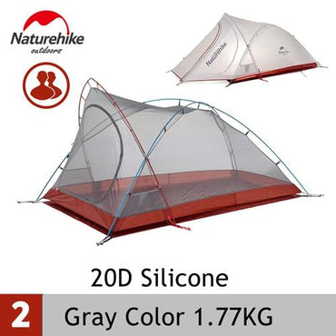 Naturehike 1.7KG   2 Person Camping Tent 20D Silicone Fabric Double Layers Rainproof NH Outdoor Ultralight Camping Hiking Tent