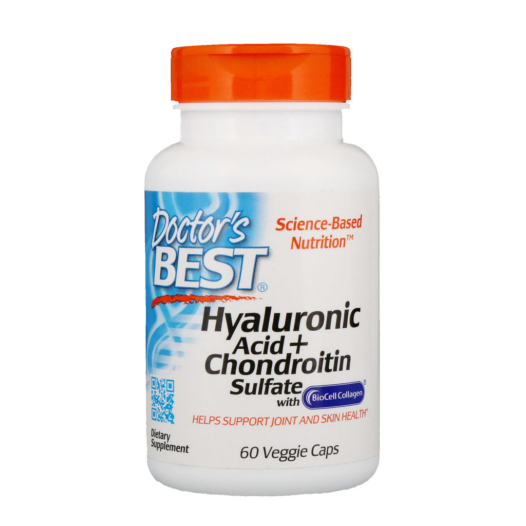 Doctor's Best, Ácido hialurónico + sulfato de condroitina, 60 cápsulas vegetales