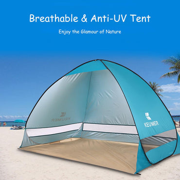 KEUMER Tienda de campaña automática para la playa 2 personas Camping refugio con protección UV exterior instantáneo emergente verano 200*120*130cm