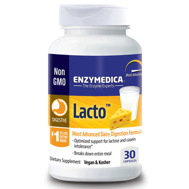 Enzymedica, Lacto, la fórmula de digestión láctea más avanzada, 30 cápsulas
