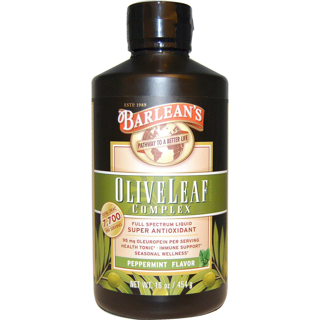 Barlean's, kompleks liści oliwnych, aromat mięty pieprzowej, 16 uncji (454 g)