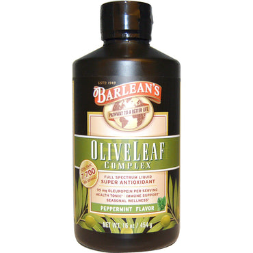 Barlean's, Complejo de hojas de olivo, sabor a menta, 16 oz (454 g)