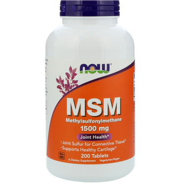 Now Foods, MSM、メチルスルホニルメタン、1,500 mg、200 錠