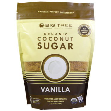 Big Tree Farms, kokossukker, vanilje, 14 oz (397 g)
