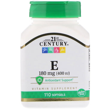 21st Century, Vitamina E, 180 mg (400 UI), 110 cápsulas blandas