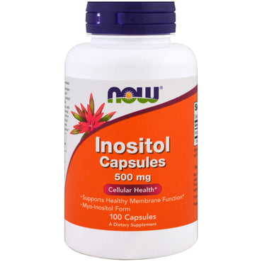 Nu voedingsmiddelen, inositolcapsules, 500 mg, 100 capsules