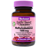 Bluebonnet Nutrition, EarthSweet Chewables, Methylcobalamin, Natural Raspberry Flavor, 1000 mcg, 60 Chewable Tablets