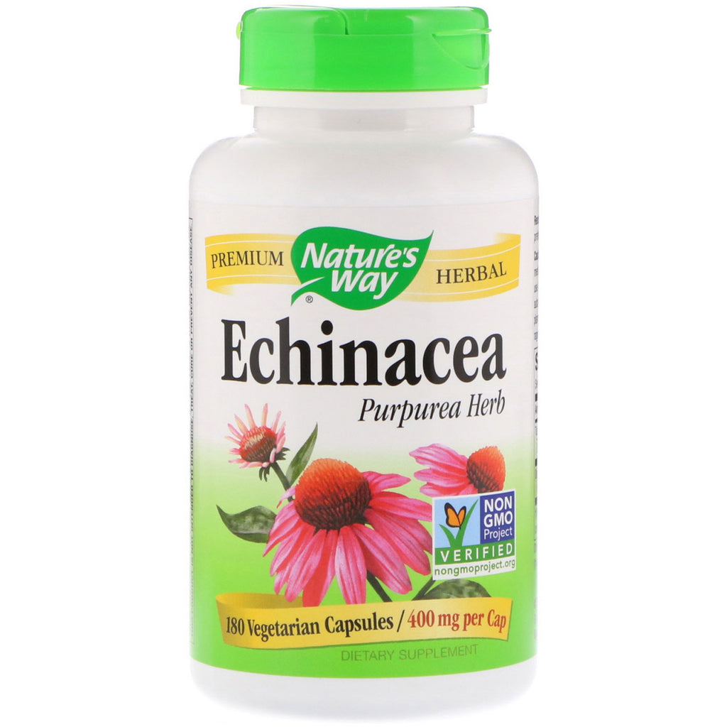 Nature's Way, Erva Echinacea Purpurea, 400 mg, 180 Cápsulas Vegetarianas