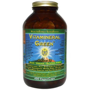 HealthForce Superfoods, Vitamineral Green, versión 5.3, 400 cápsulas veganas