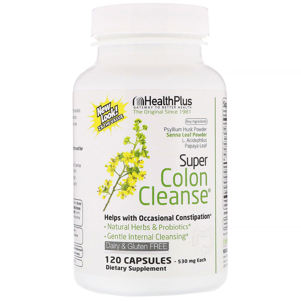 Health Plus Inc., Súper limpieza de colon, 530 mg, 120 cápsulas