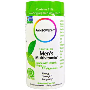 Rainbow Light, gecertificeerde multivitamine voor mannen, 120 vegetarische capsules
