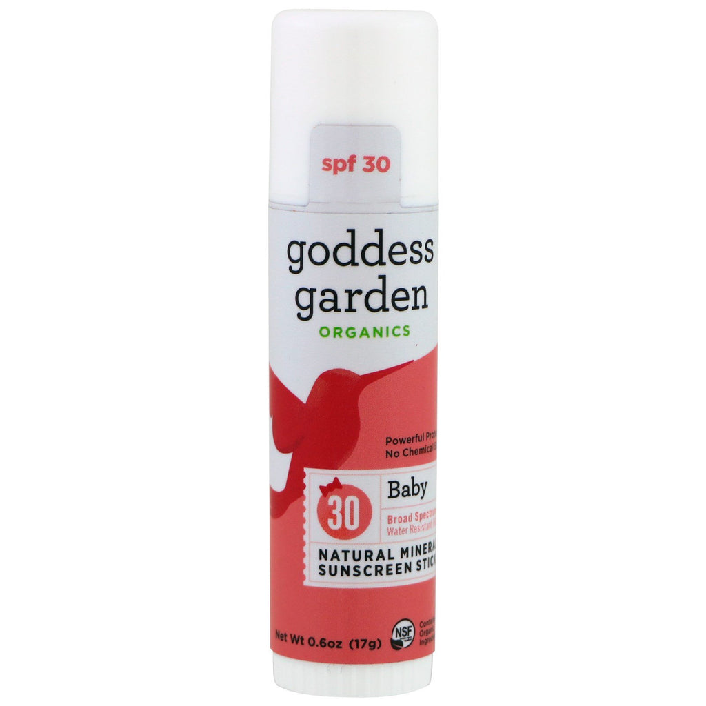 Protetor solar mineral natural da Goddess Garden, FPS 30 para bebês, 17 g (0,6 oz)