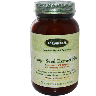 Flora, extracto de semilla de uva plus, 60 cápsulas vegetales
