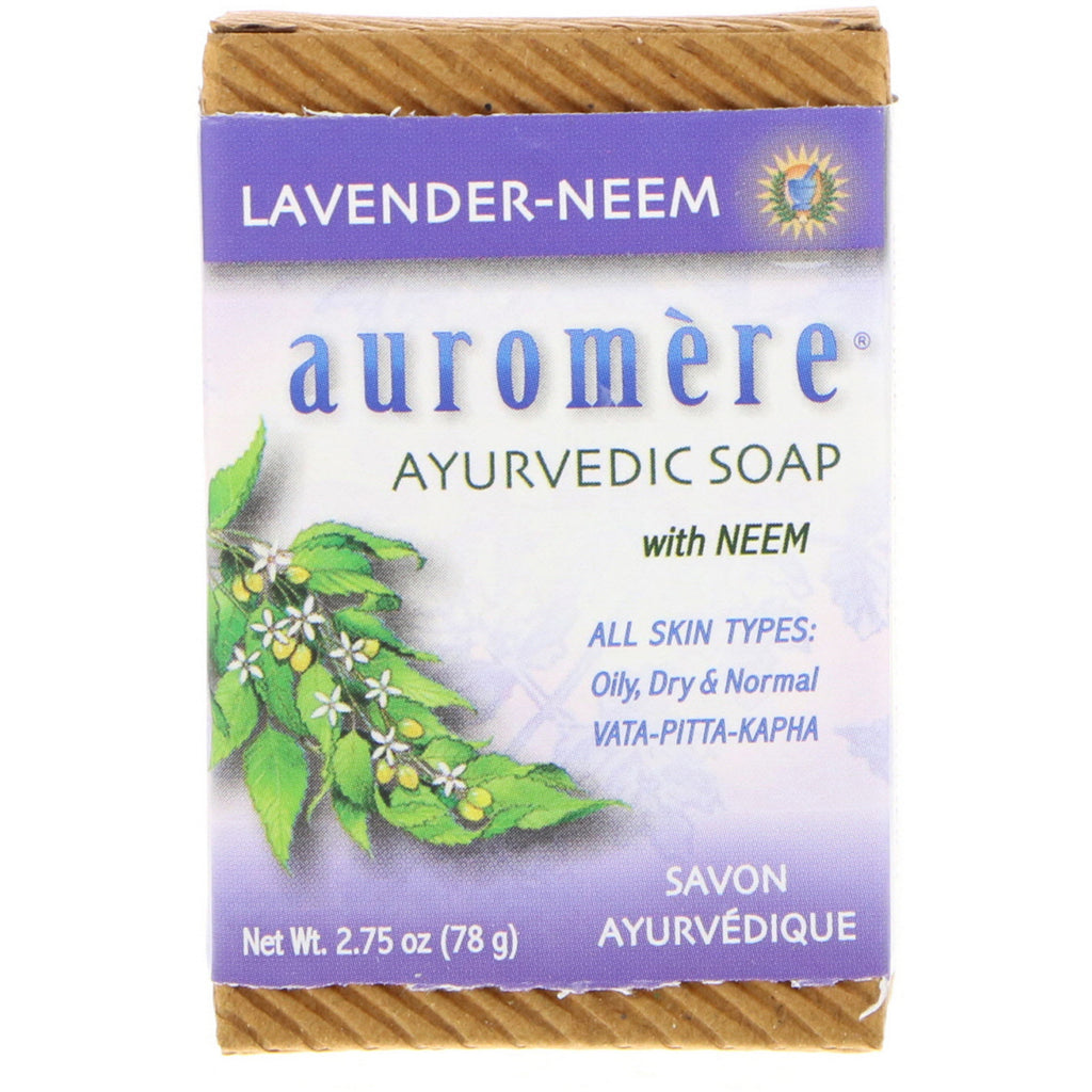 Auromere, sapone ayurvedico al neem, lavanda-neem, 2,75 once (78 g)