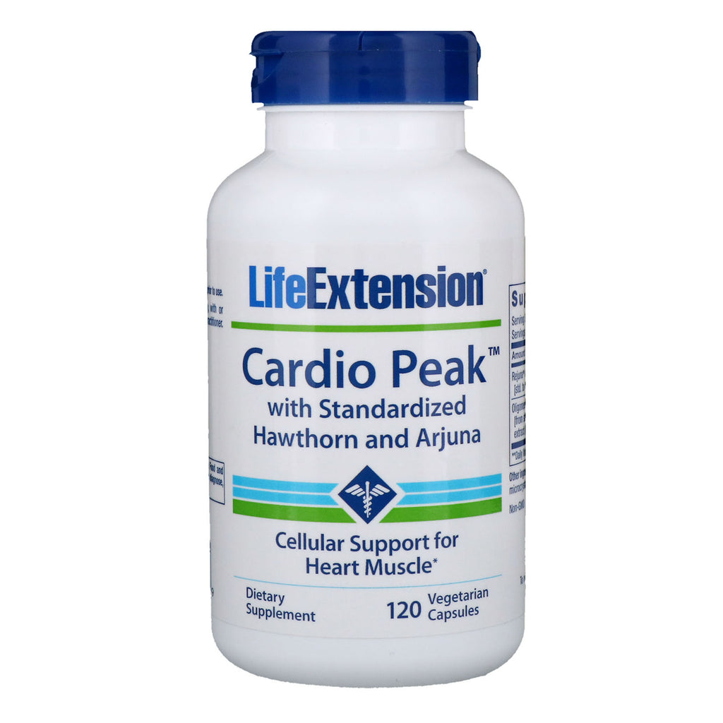 Life Extension, Cardio Peak med standardiserad hagtorn och Arjuna, 120 vegetariska kapslar