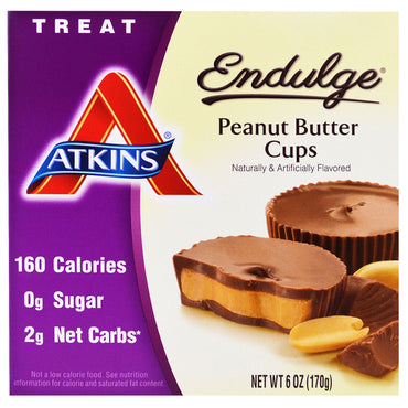 Atkins, Endulge, tazas de mantequilla de maní, 5 paquetes, 34 g (1,2 oz) cada uno