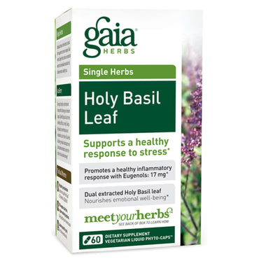 Gaia-urter, helligt basilikumblad, 60 vegetariske flydende phyto-hætter