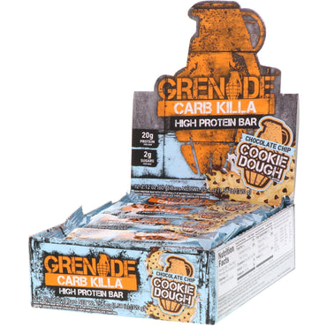 Grenade Carb Killa High Protein Bar Chocolate Chip Cookie Dough 12 Bars 2.12 oz (60 g) Each