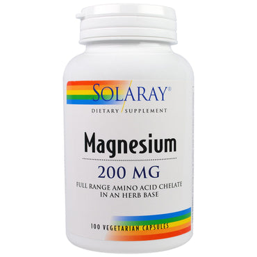 Solaray, Magnesio, 200 mg, 100 cápsulas vegetales