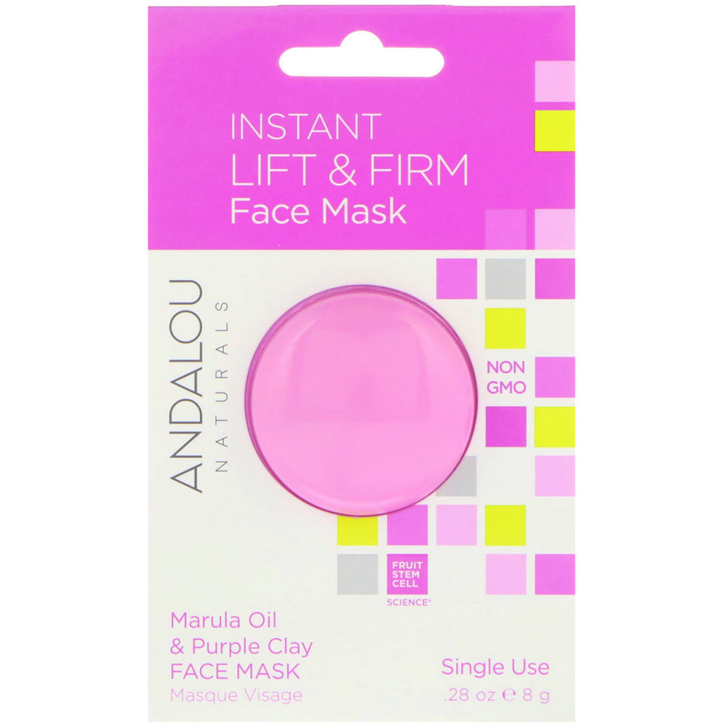 Andalou Naturals, Instant Lift & Firm, Marula Oil & Purple Clay Face Mask, 0,28 oz (8 g)