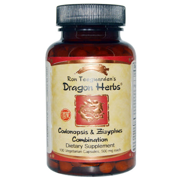 Dragon Herbs, Combinação de Codonopsis e Zizyphus, 500 mg, 100 Cápsulas Vegetais