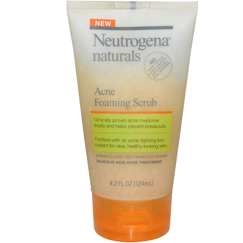 Neutrogena, Neutrogena, Naturals, Scrub schiumogeno per l'acne, 4,2 fl oz (124 ml)