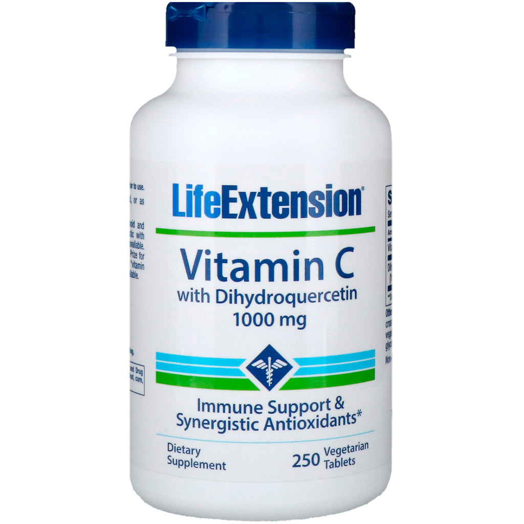 Livsforlengelse, vitamin C, med dihydroquercetin, 1000 mg, 250 vegetariske tabletter
