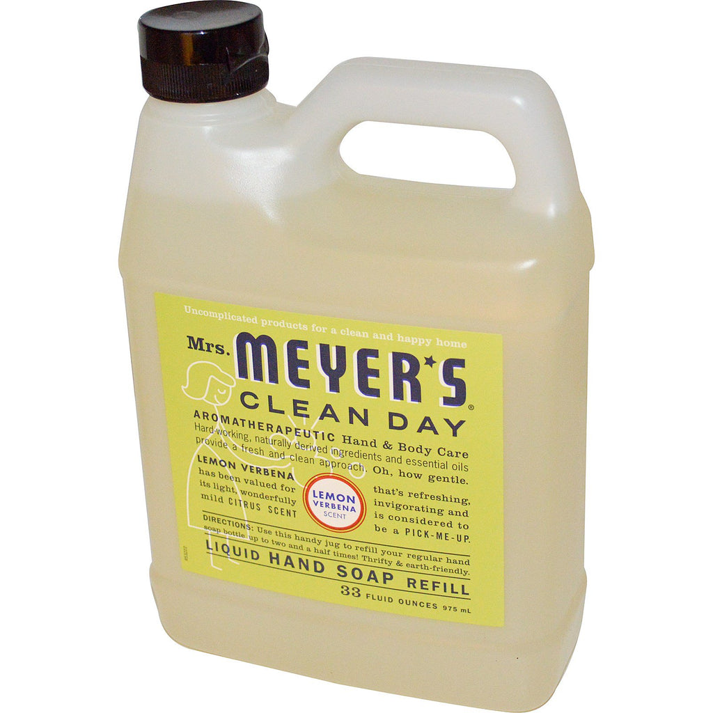 Mrs. Meyers Clean Day, Repuesto de jabón líquido para manos, aroma a verbena de limón, 33 fl oz (975 ml)