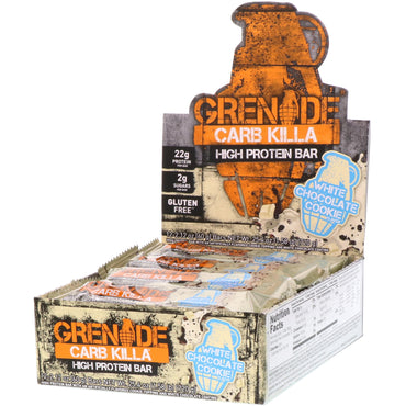 Grenade Carb Killa Bars Galleta de chocolate blanco 12 barras 2,12 oz (60 g) cada una