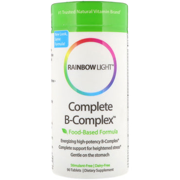 Rainbow light, complexo B completo, fórmula à base de alimentos, 90 comprimidos