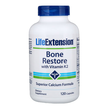 Extensão de vida, restauração óssea, com vitamina k2, 120 cápsulas