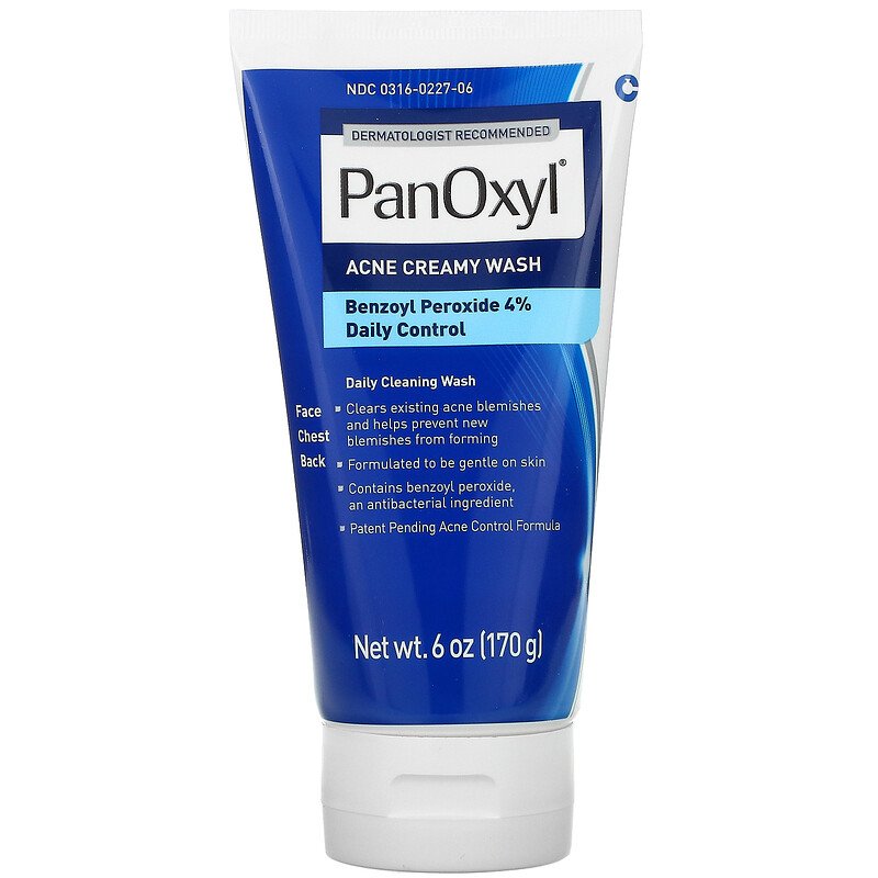 PanOxyl, spălare cremoasă pentru acnee, peroxid de benzoil 4% control zilnic, 6 oz (170 g)