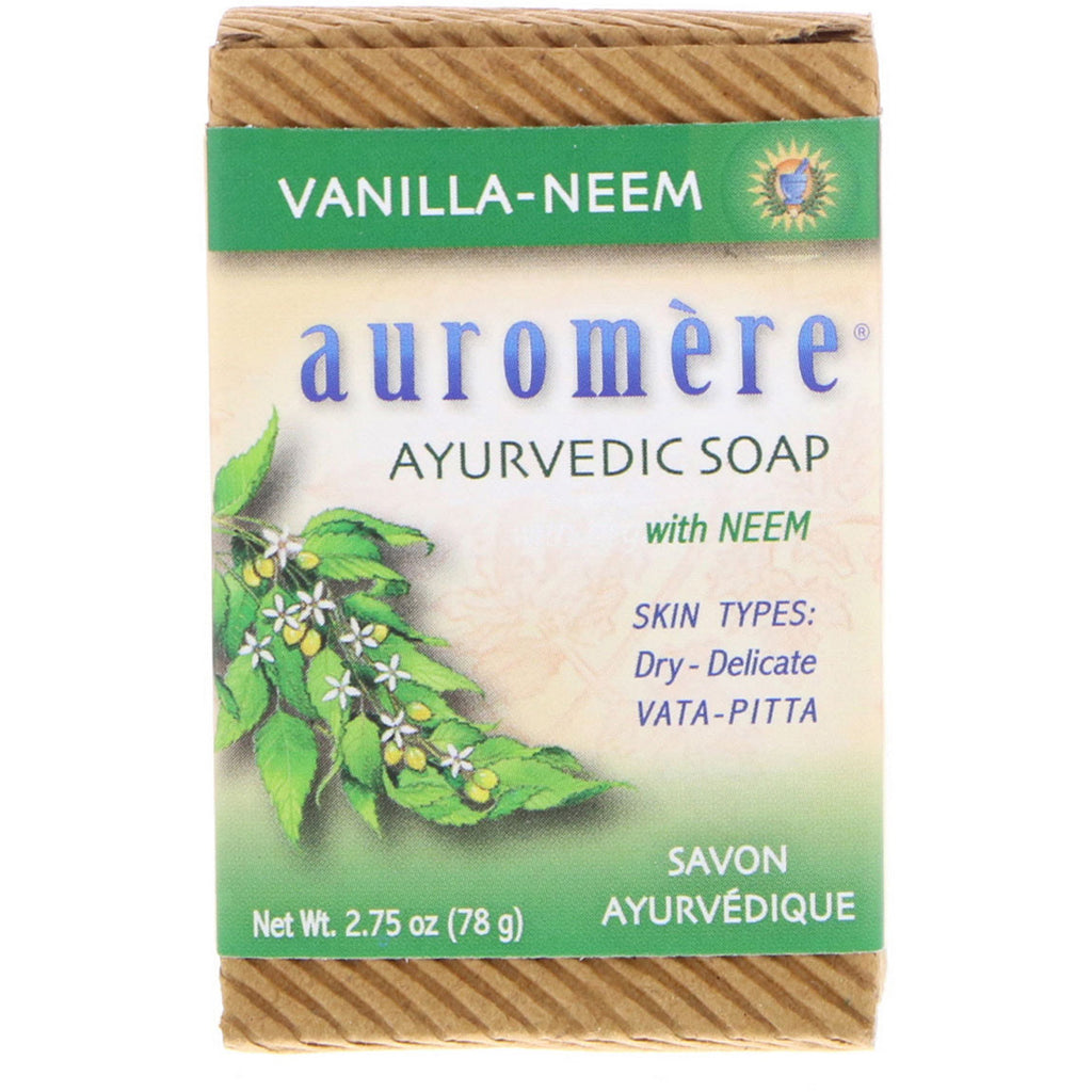 Auromere, sapone ayurvedico, con Neem, Vaniglia-Neem, 2,75 once (78 g)
