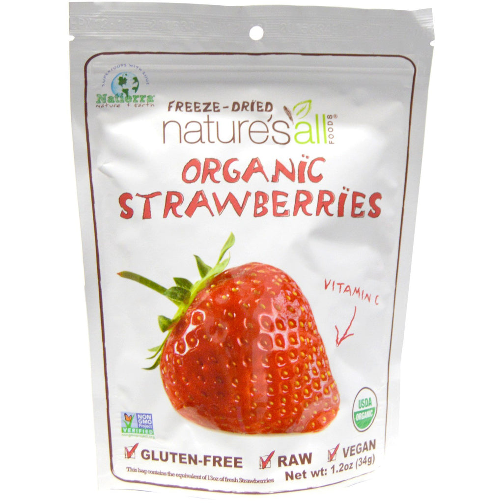 Natierra Nature's All, lyophilisées, fraises, 1,2 oz (34 g)