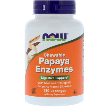 Now Foods, enzimas de papaya masticables, 180 pastillas