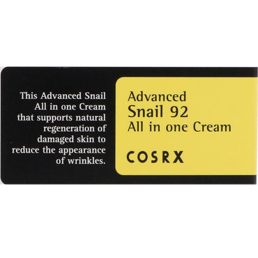 Cosrx, Advanced Snail 92, Crema todo en uno, 100 ml