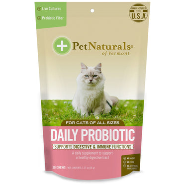 Pet Naturals of Vermont, daglig probiotika, for katter, 30 tygger, 1,27 oz (36 g)