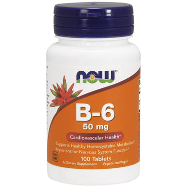 Now Foods, B-6, 50 mg, 100 tabletter