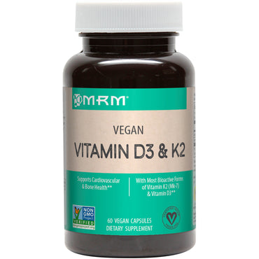 Mrm, vitamines végétaliennes d3 et k2, 60 gélules végétaliennes