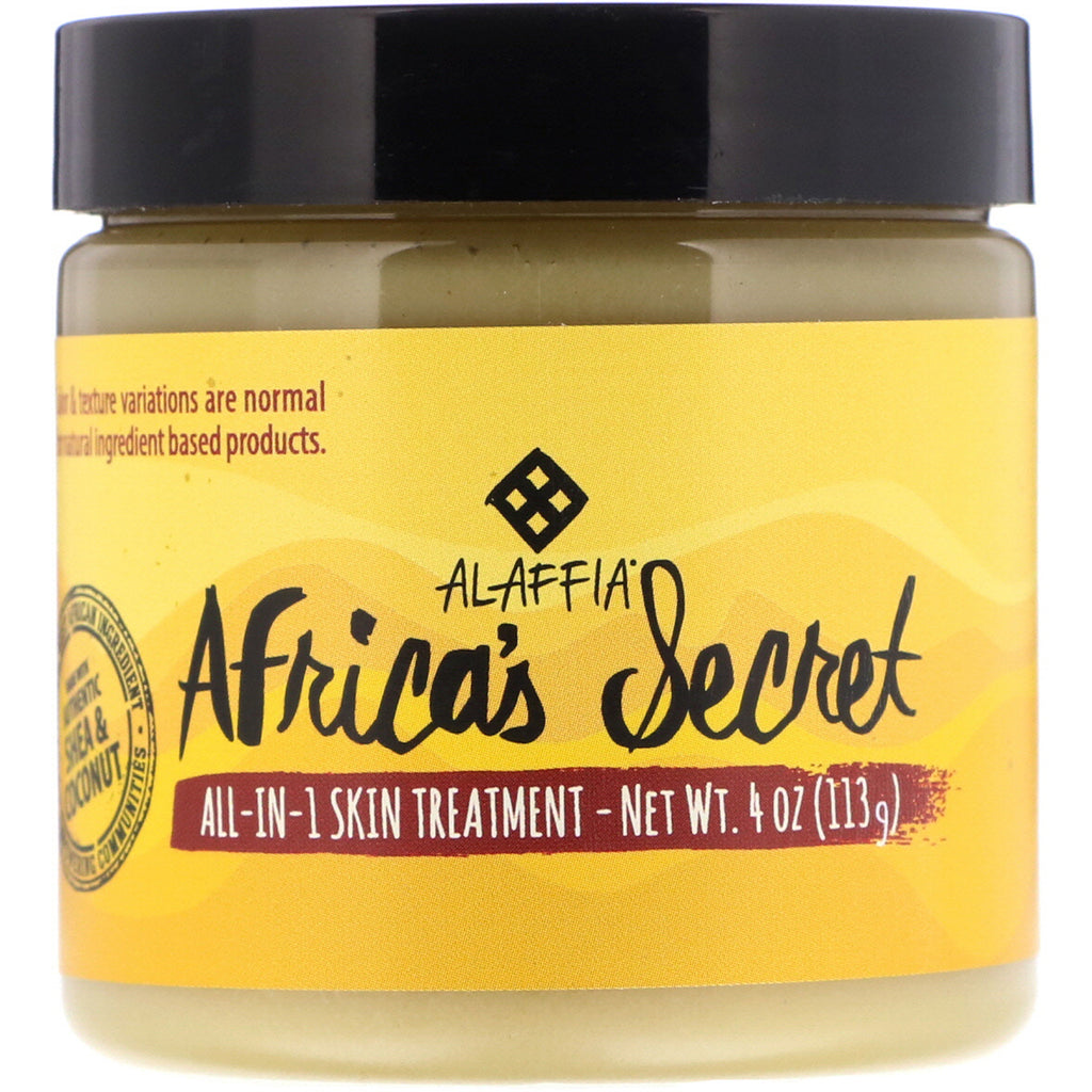 Alaffia, Africa's Secret, alt-i-1-hudbehandling, sheasmør og kokosnøttolje, naturlig duftende, 113 g (4 oz)