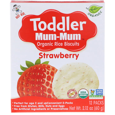 Hot Kid Toddler Mum-Mum Riskiks Jordbær 12 pakker 2,12 oz (60 g)