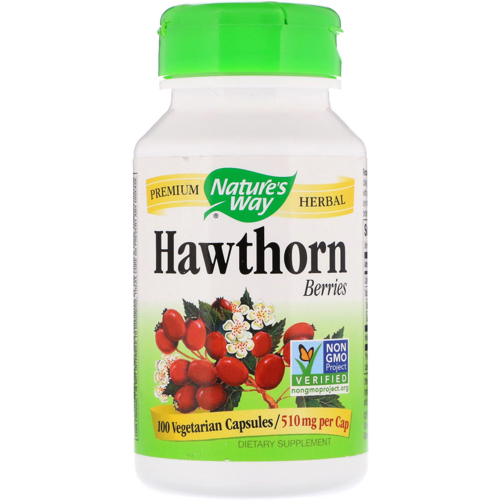Nature's Way, Hawthorn Berries, 510 mg, 100 vegetariske kapsler