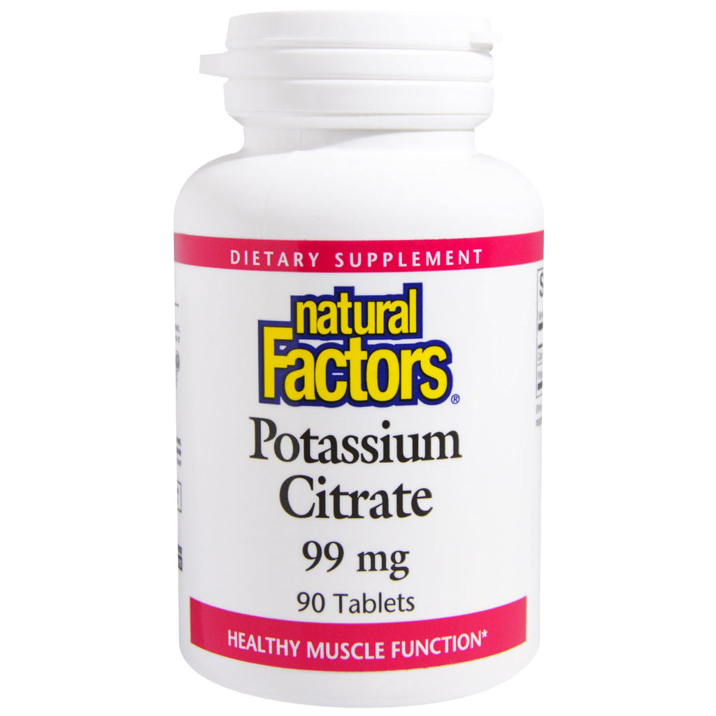 Natural Factors, Citrat de potasiu, 99 mg, 90 tablete
